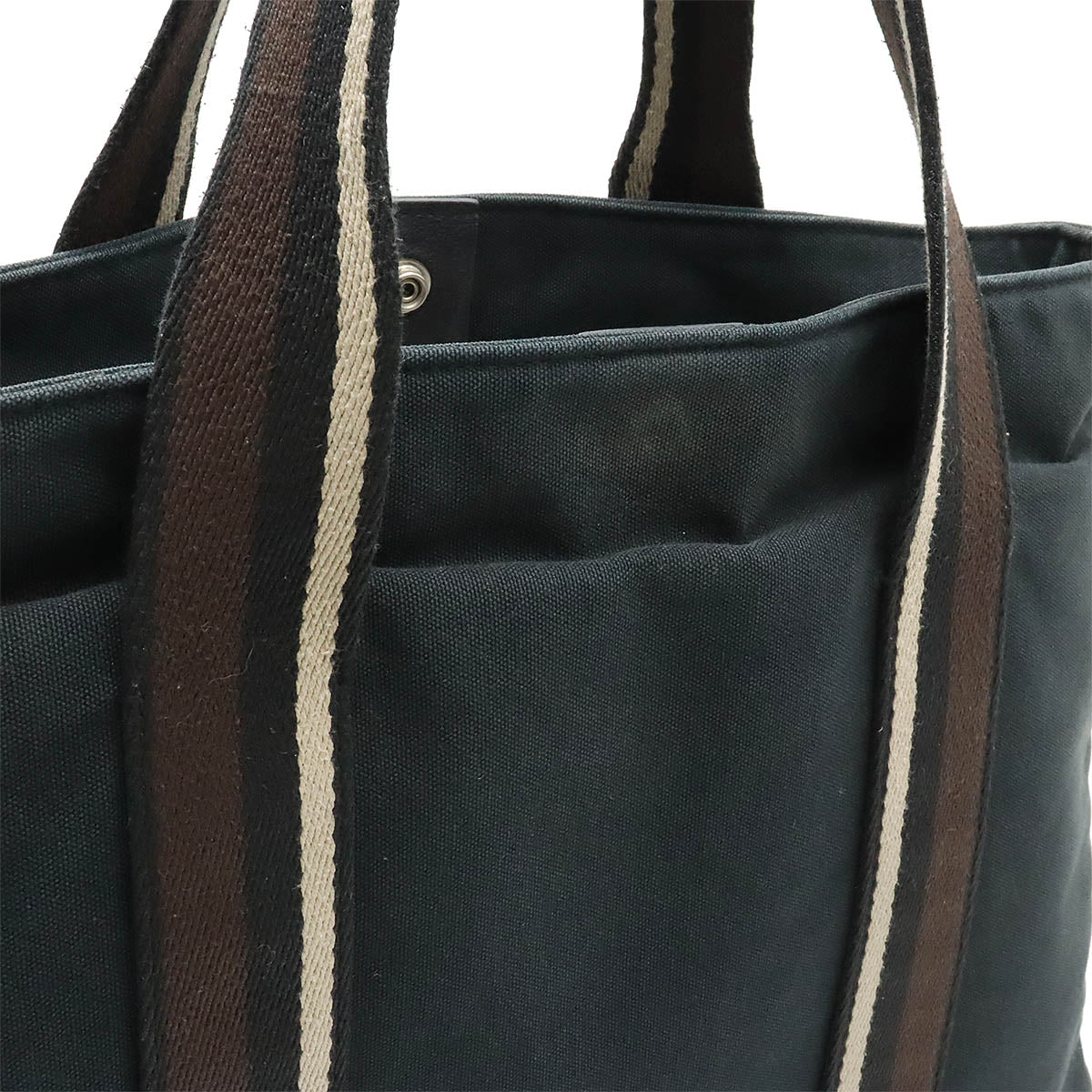 Hermes Canvas Leather Tote Bag Black Brown Beige