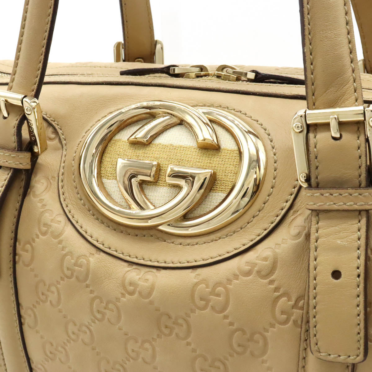 Gucci Interlocking G Leather Tote Bag Beige