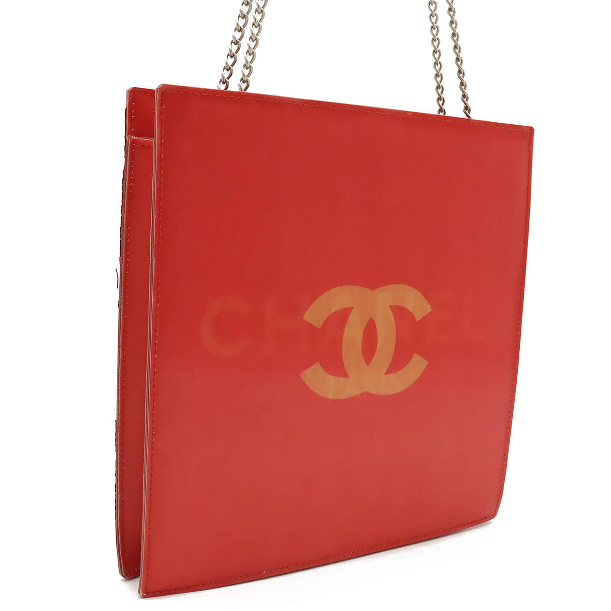 Chanel Hologram Coco Mark Chain Shoulder Bag Red in Very Good Condition