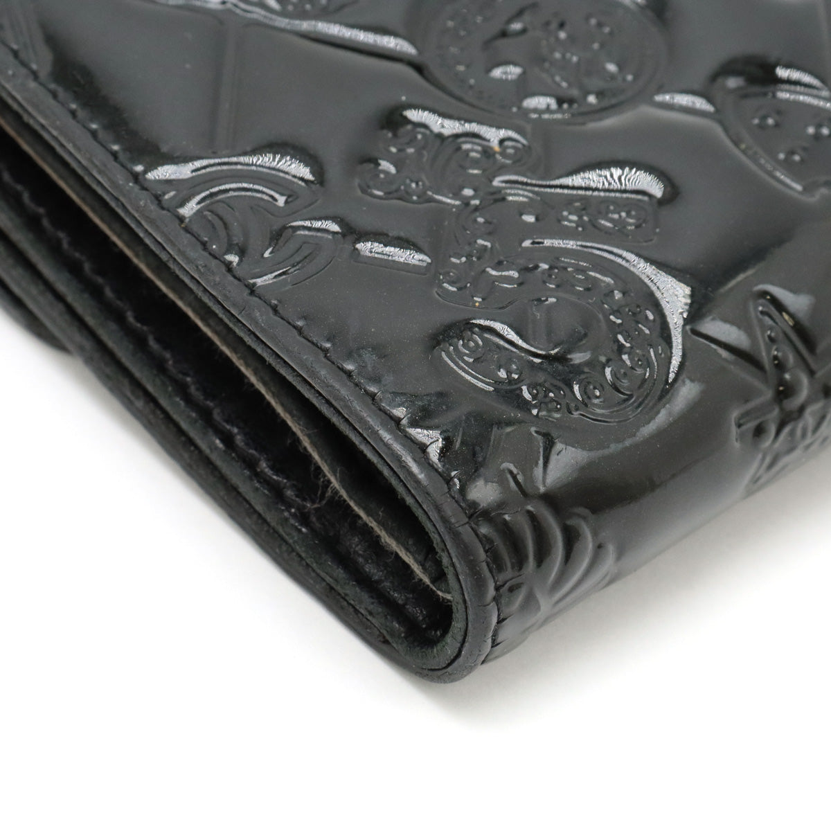 Chanel Patent Leather Icon Charm Wallet Black