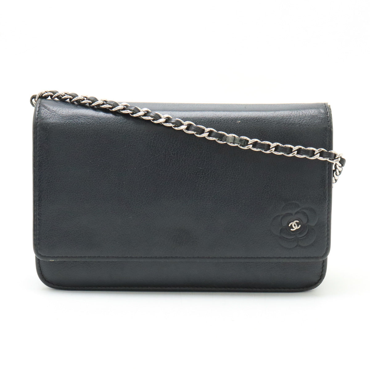 Chanel Camellia Coco Mark Leather Chain Wallet