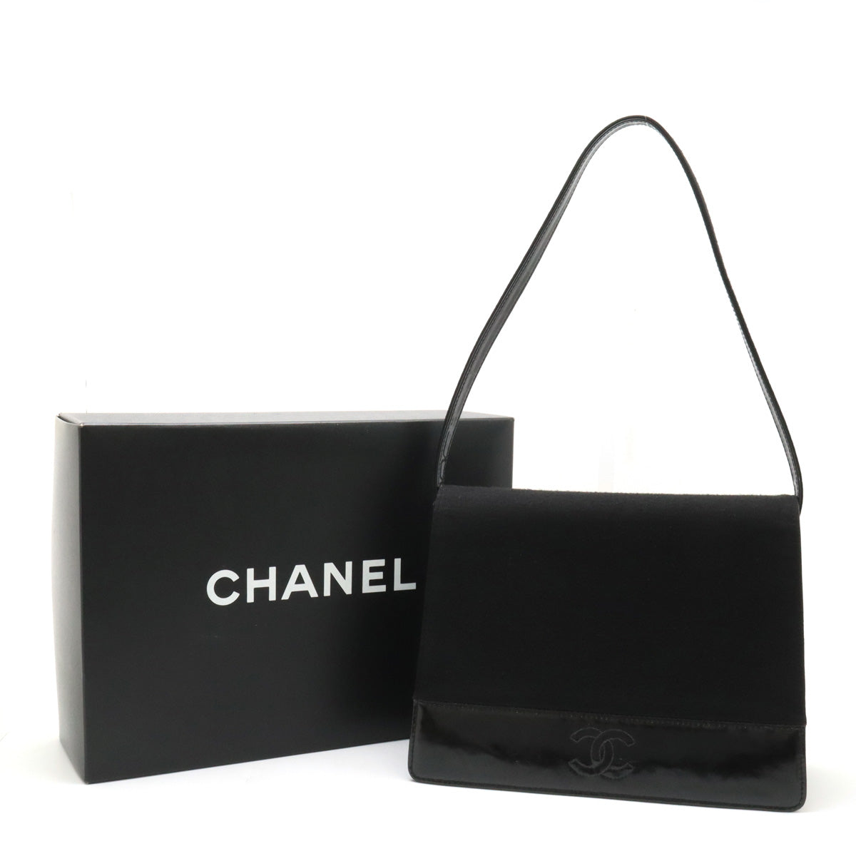 Chanel Cotton Jersey Patent Leather Shoulder Bag