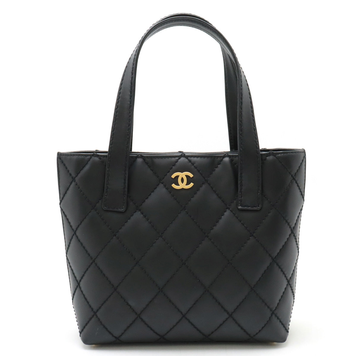 Chanel Wild Stitch Leather Tote Bag Black