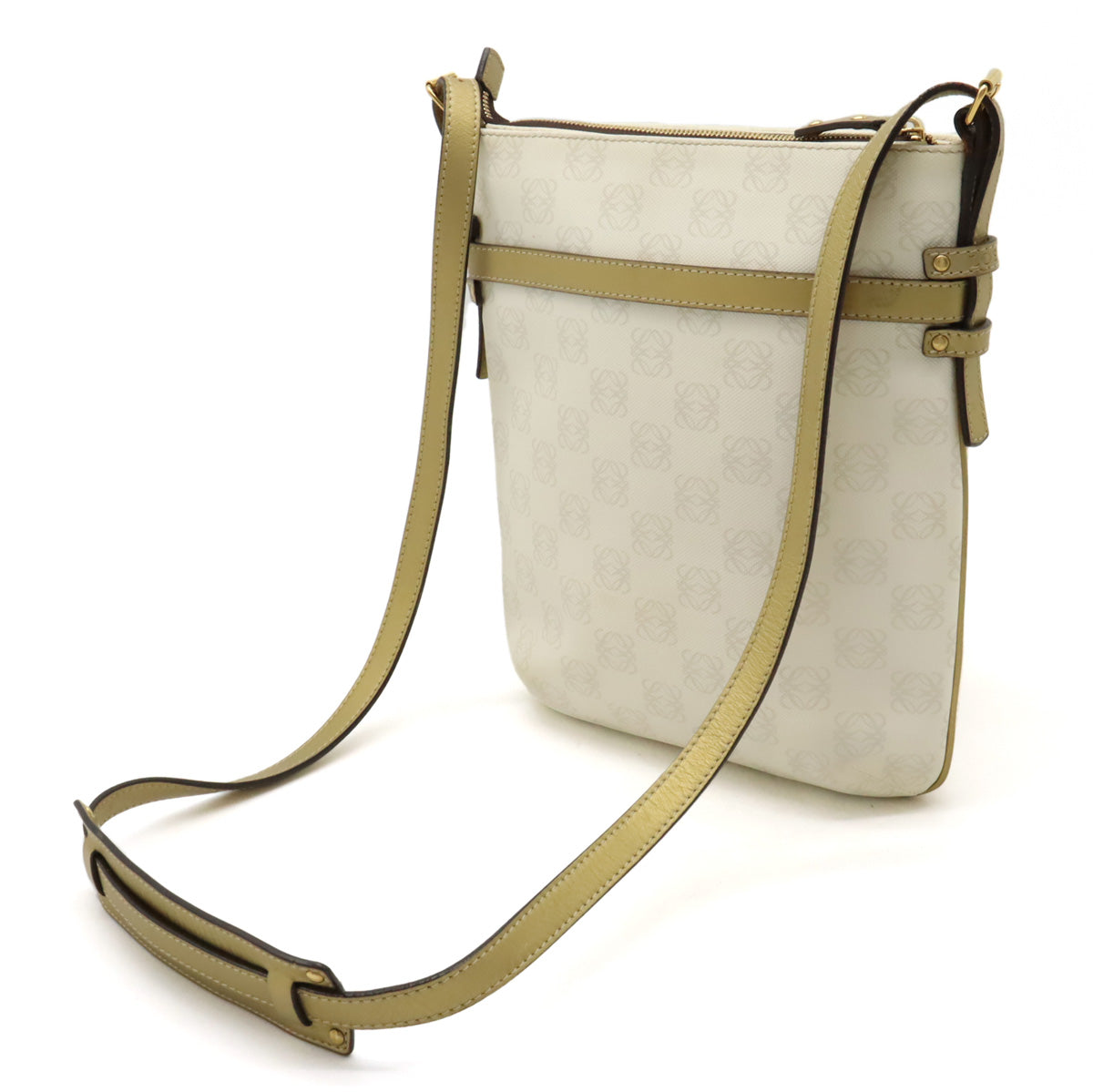 Loewe Anagram PVC Leather Shoulder Bag White Gold in Very Good Condition