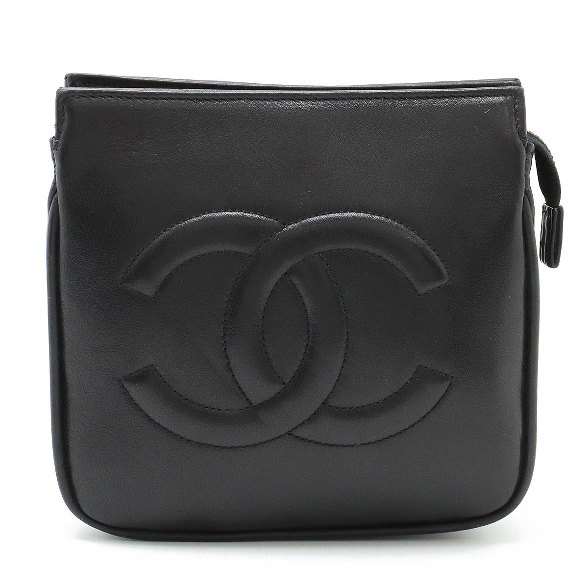 Chanel Leather Coco Mark Waist Bag Black