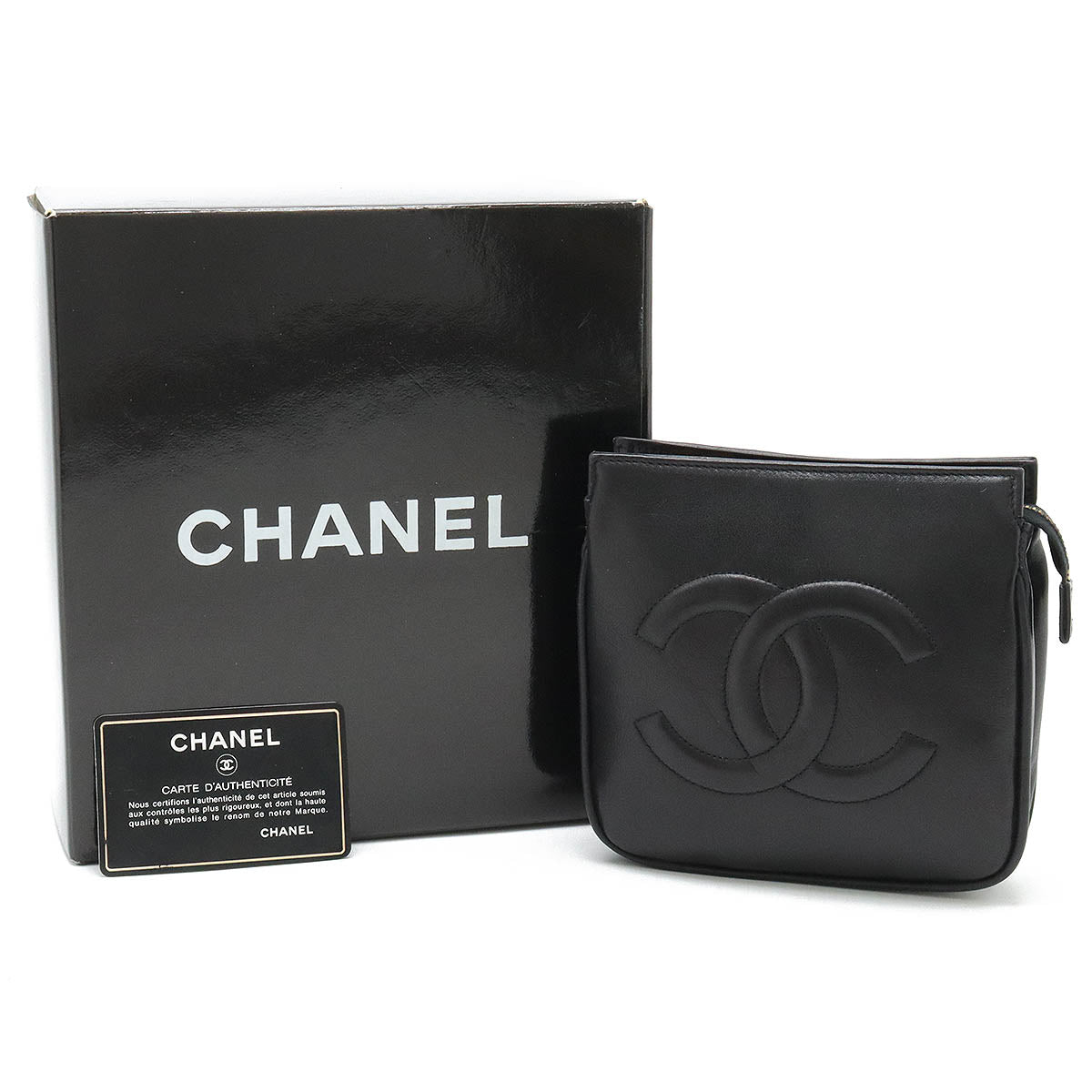 Chanel Leather Coco Mark Waist Bag Black