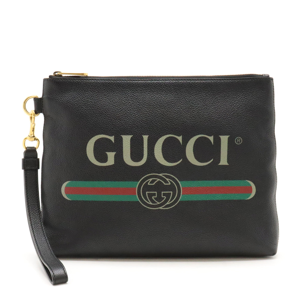 Gucci Leather Logo Print Medium Clutch Bag 572770 in Very Good Condition