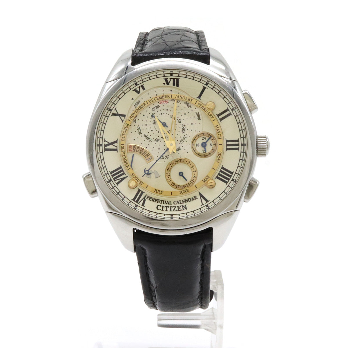 Citizen Campanola Chronograph Perpetual Calendar Quartz Watch 6702-H27350 in Very Good Condition