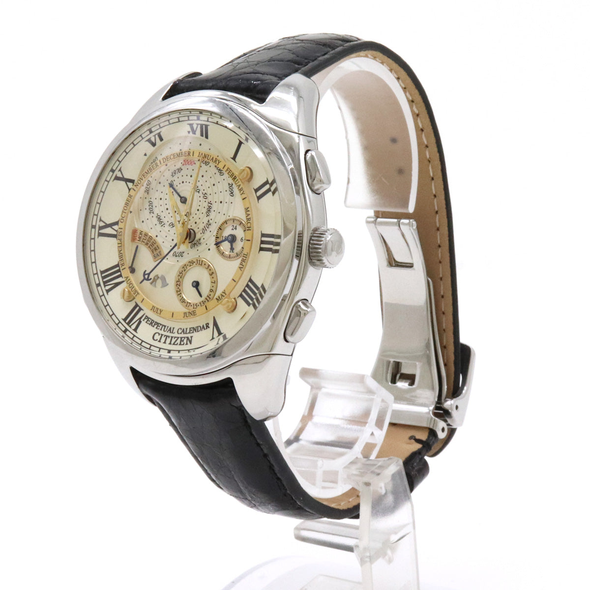 Citizen Campanola Chronograph Perpetual Calendar Quartz Watch 6702-H27350 in Very Good Condition