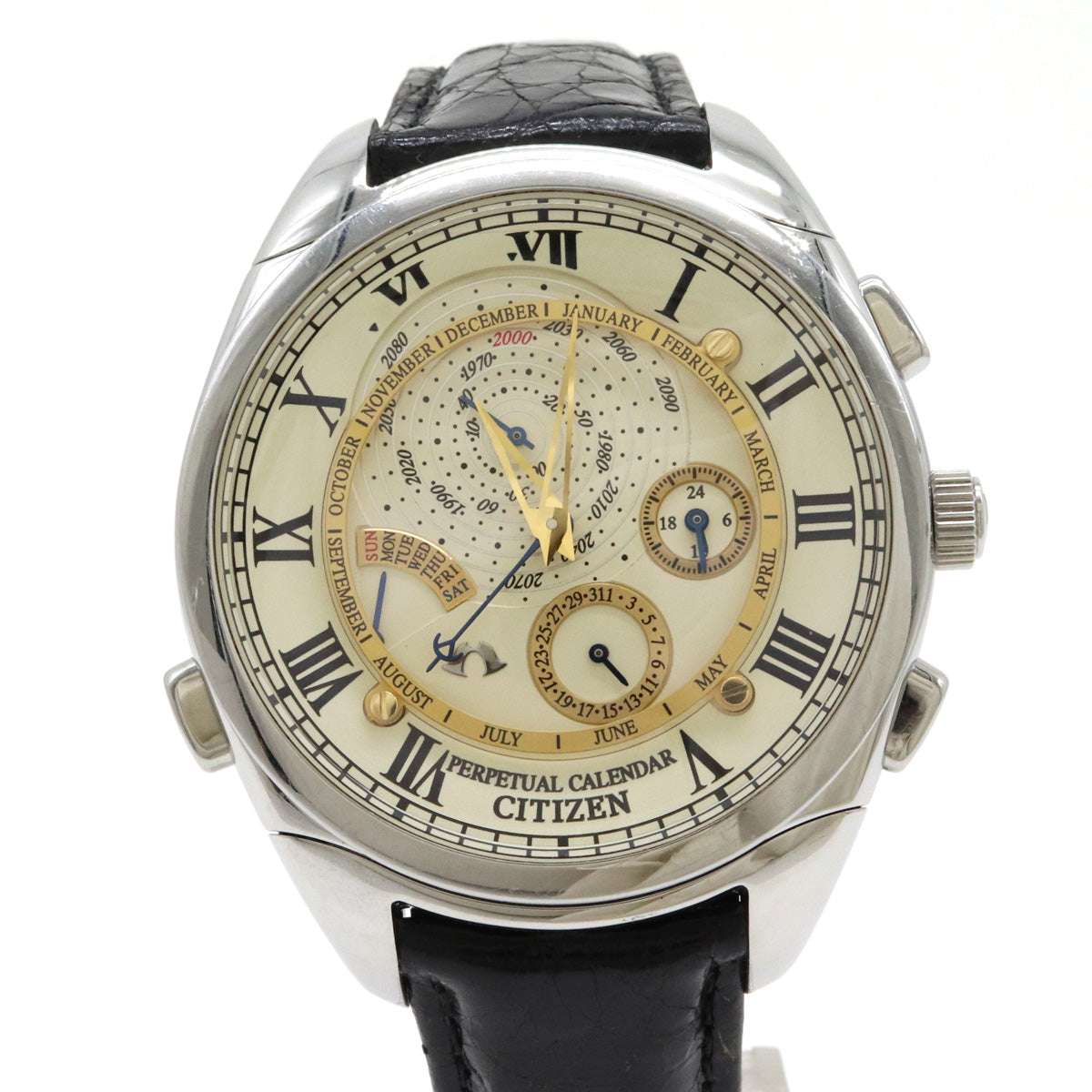 Citizen Campanola Chronograph Perpetual Calendar Quartz Watch 6702-H27350 in Very Good Condition