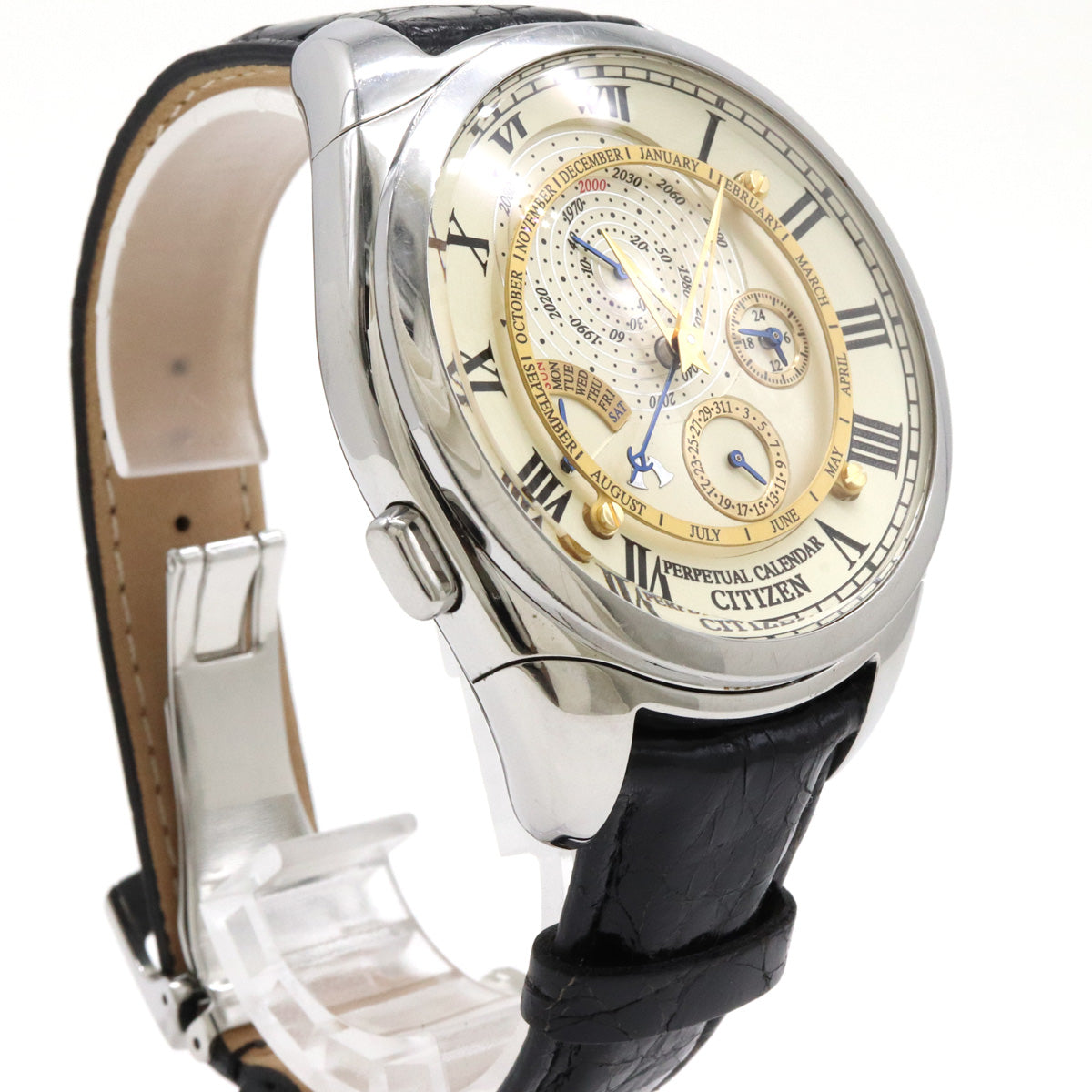 Citizen Campanola Chronograph Perpetual Calendar Quartz Watch 6702-H27350 in Very Good Condition