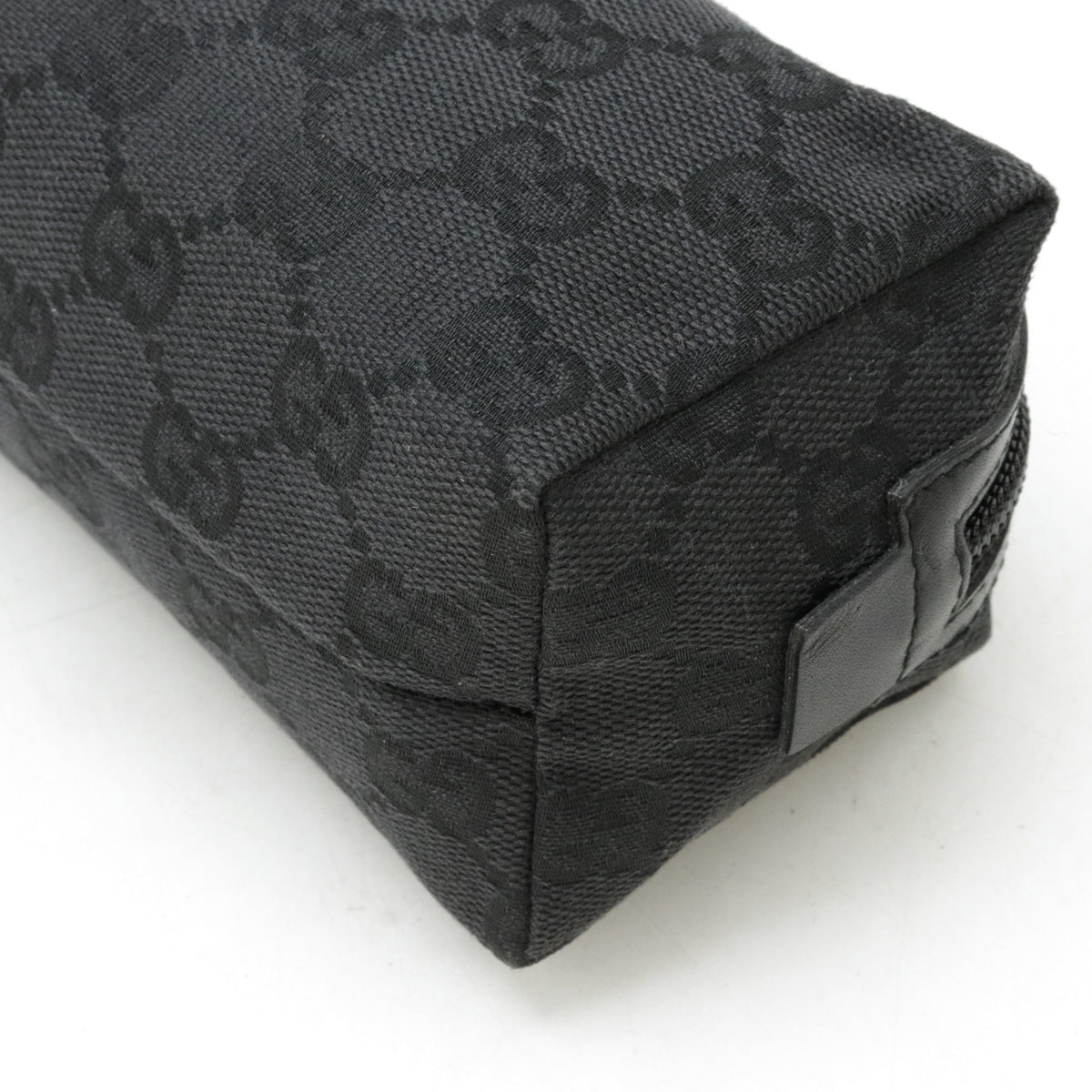 Gucci GG Canvas Leather Cosmetic Pouch Black