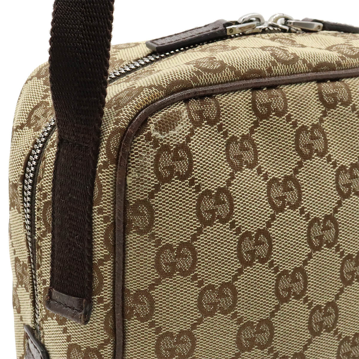 Gucci GG Canvas Leather Shoulder Bag 03136 in Very Good Condition