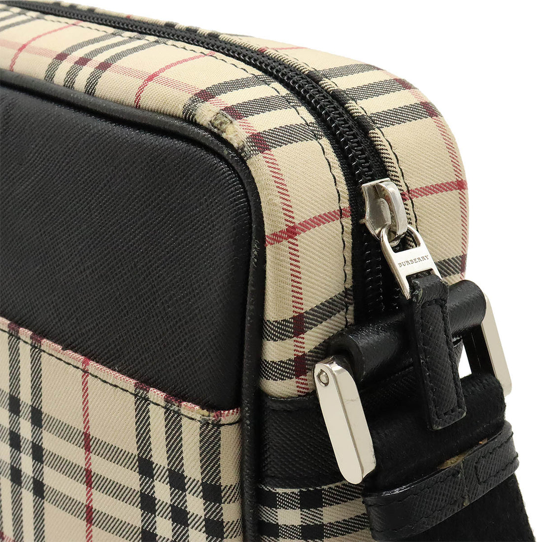 Burberry Nova Check Canvas Leather Shoulder Bag