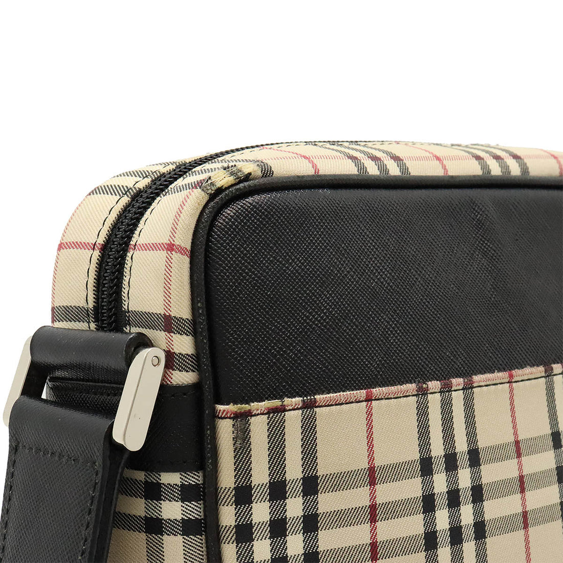 Burberry Nova Check Canvas Leather Shoulder Bag