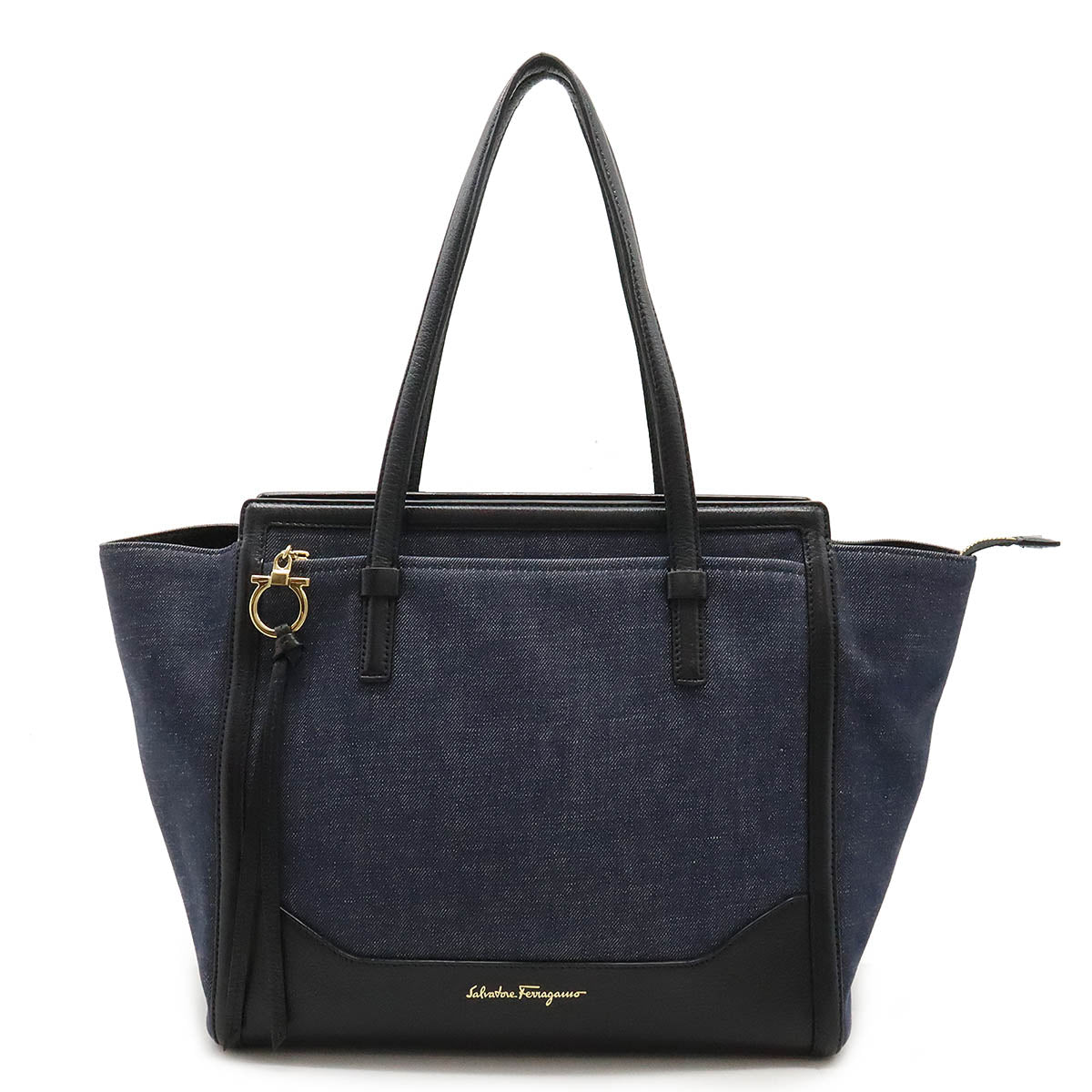 Salvatore Ferragamo Denim/Leather Amy Tote Bag in Great Condition