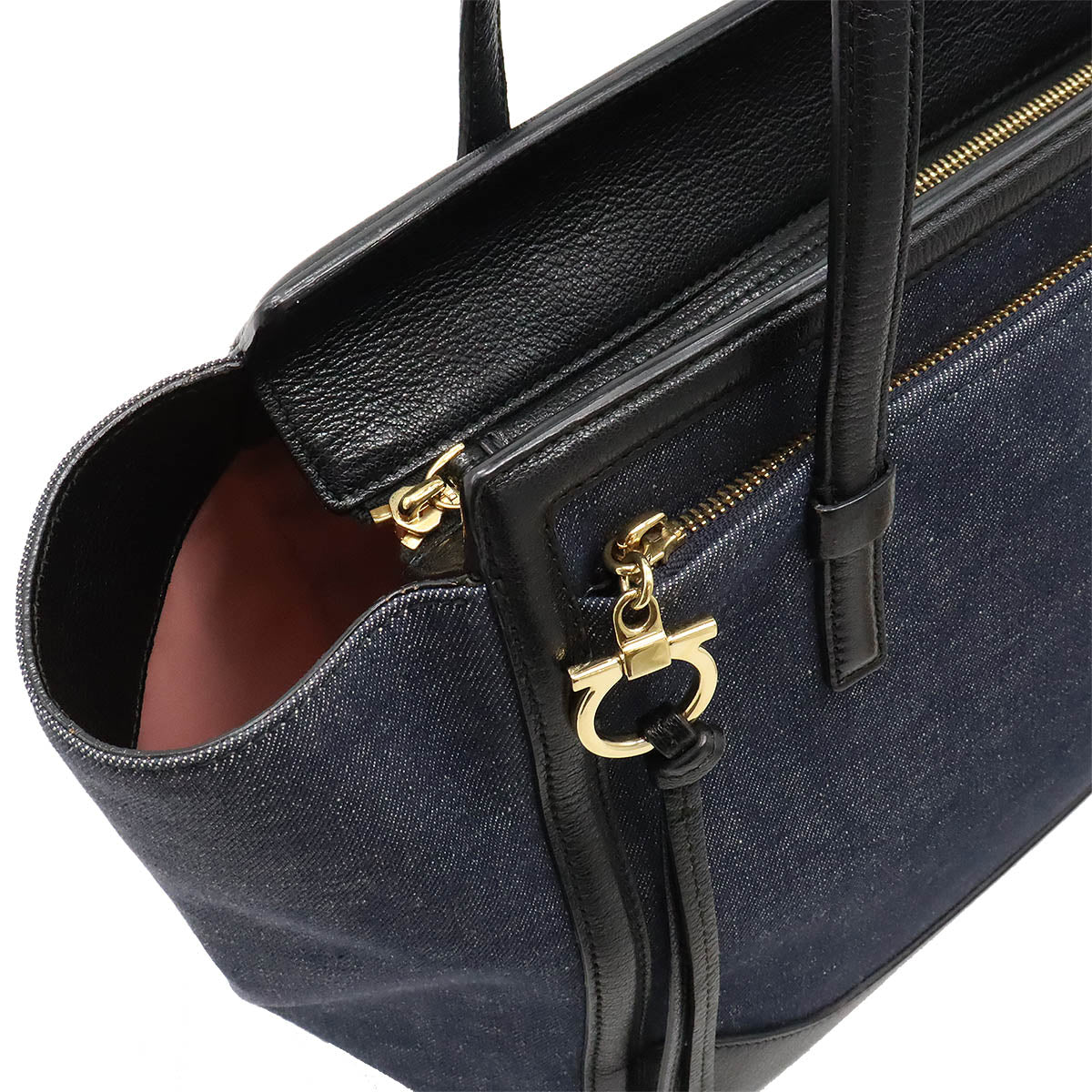 Salvatore Ferragamo Denim Leather Amy Tote Bag