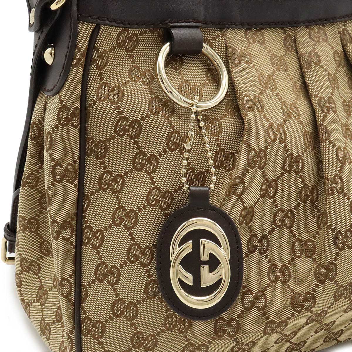 Gucci Sukey GG Canvas Leather Shoulder Bag 296834 in Very Good Condition