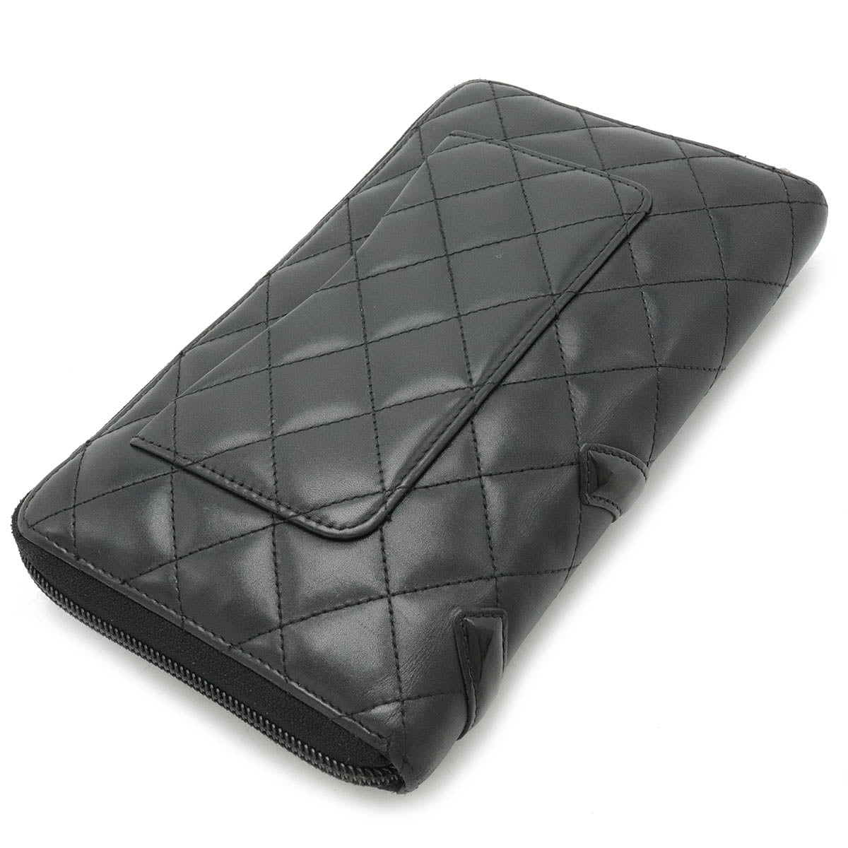 Chanel Cambon Line Leather Wallet Organizer Black