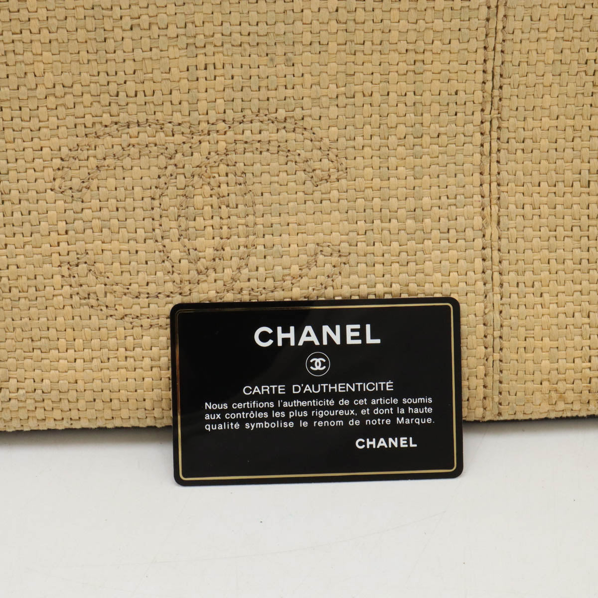 Chanel Coco Mark Straw/Leather Tote Bag in Very Good Condition