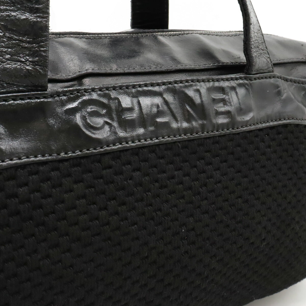 Chanel Knit/Leather Logo Tote Bag