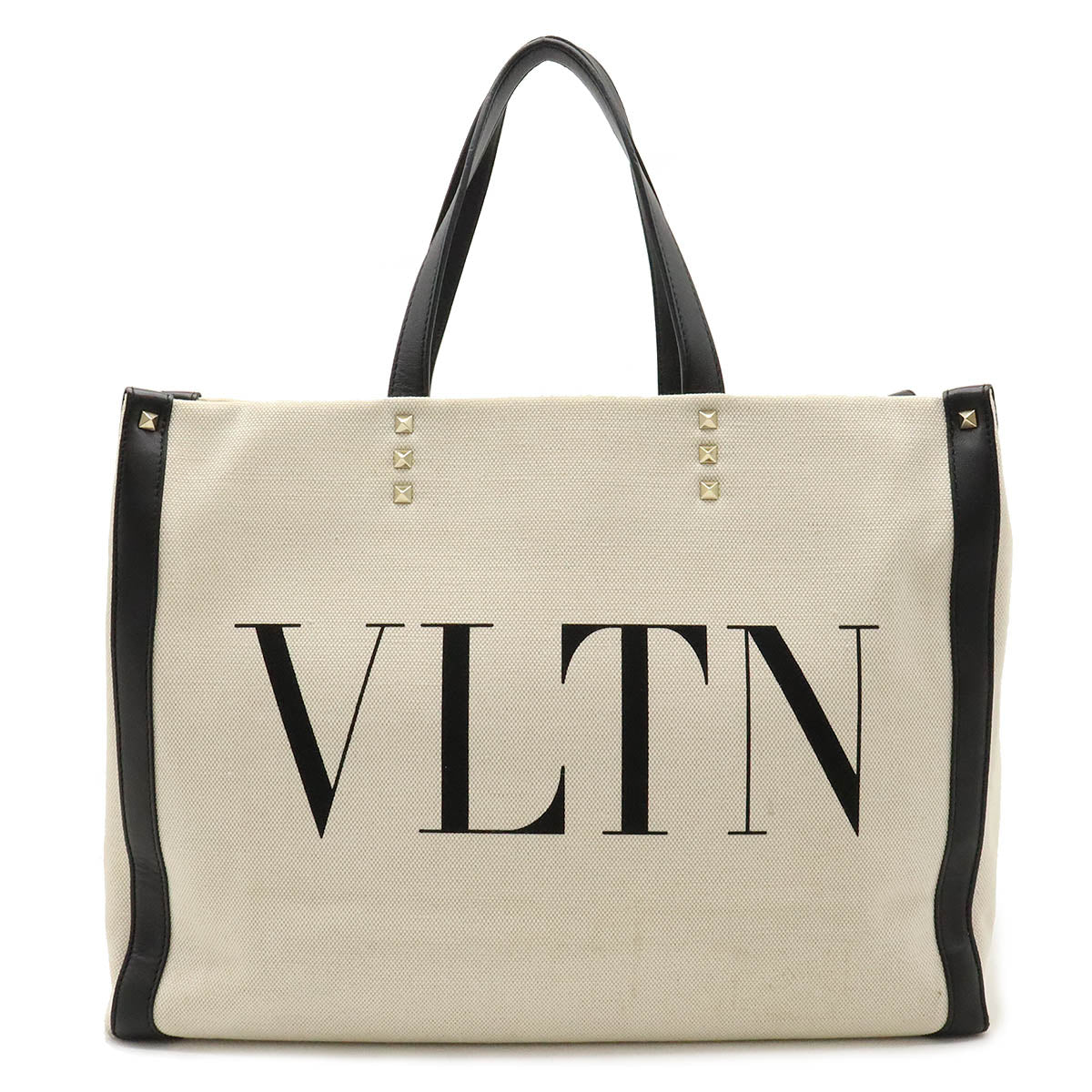 Valentino Garavani Rockstud Logo Canvas Tote Bag in Very Good Condition