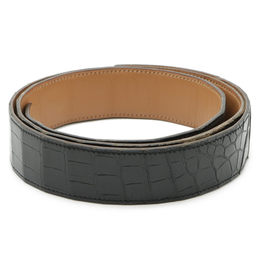 Hermes Crocodile Leather Black Belt