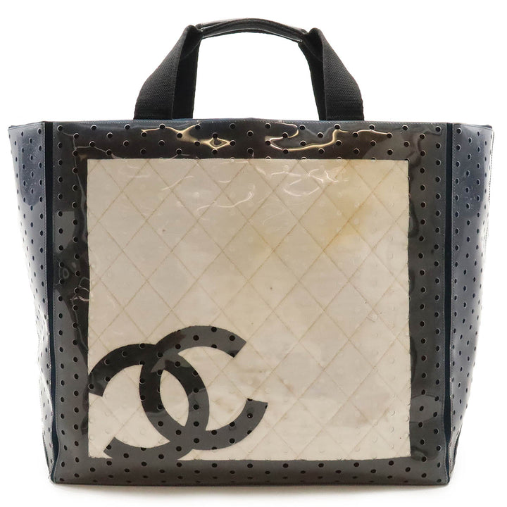 Chanel Vinyl/Canvas Sports Line Coco Mark Punching Tote Bag