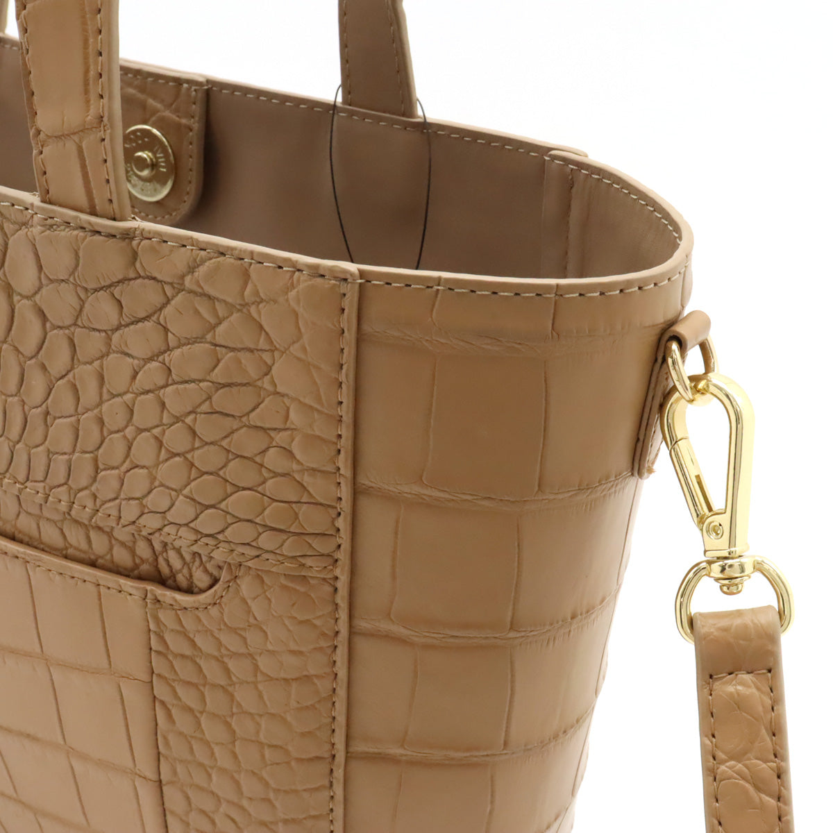 Crocodile Leather 2WAY Handbag Beige Gold Hardware in Pristine Condition