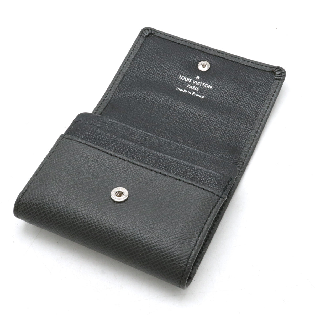 Louis Vuitton Taiga Leather Coin Case Black M32562 in Very Good Condition