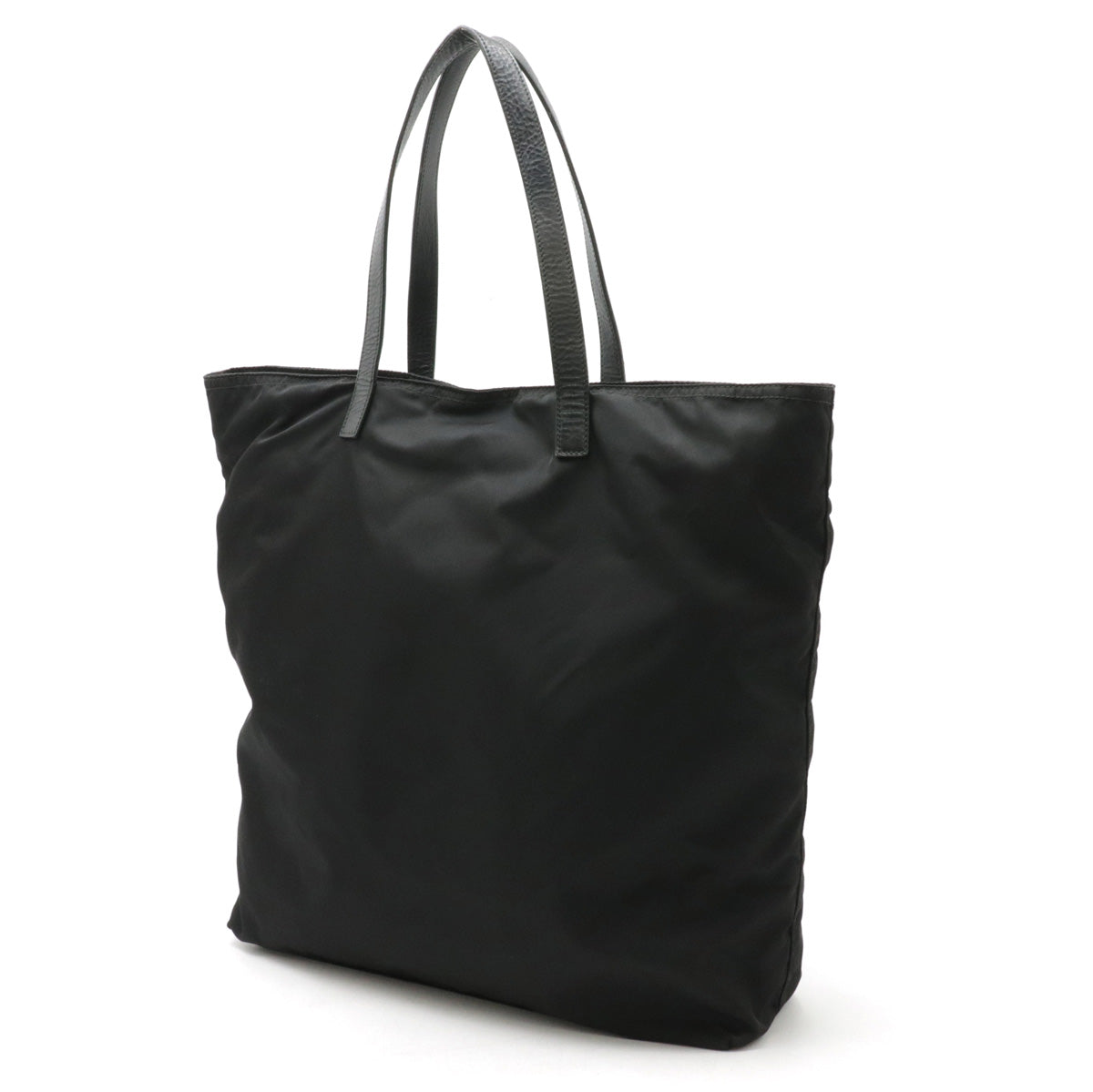 Prada Nylon Leather Tote Bag Black