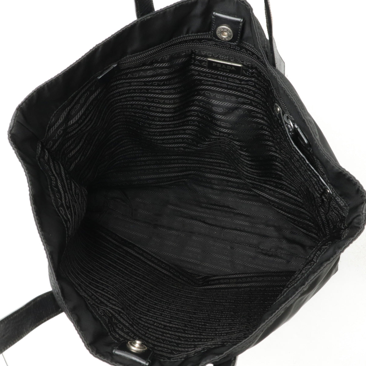 Prada Nylon Leather Tote Bag Black