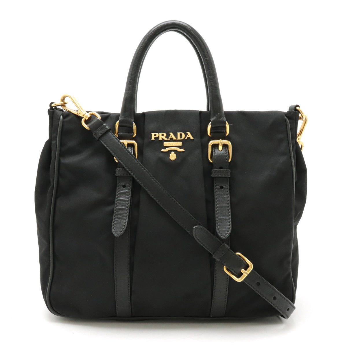 Prada Nylon Leather Mini Tote 2WAY Handbag