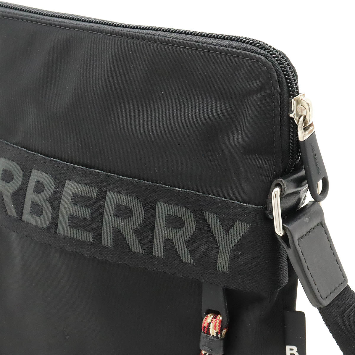 Burberry Nylon/Leather London Logo Crossbody Bag in Very Good Condition