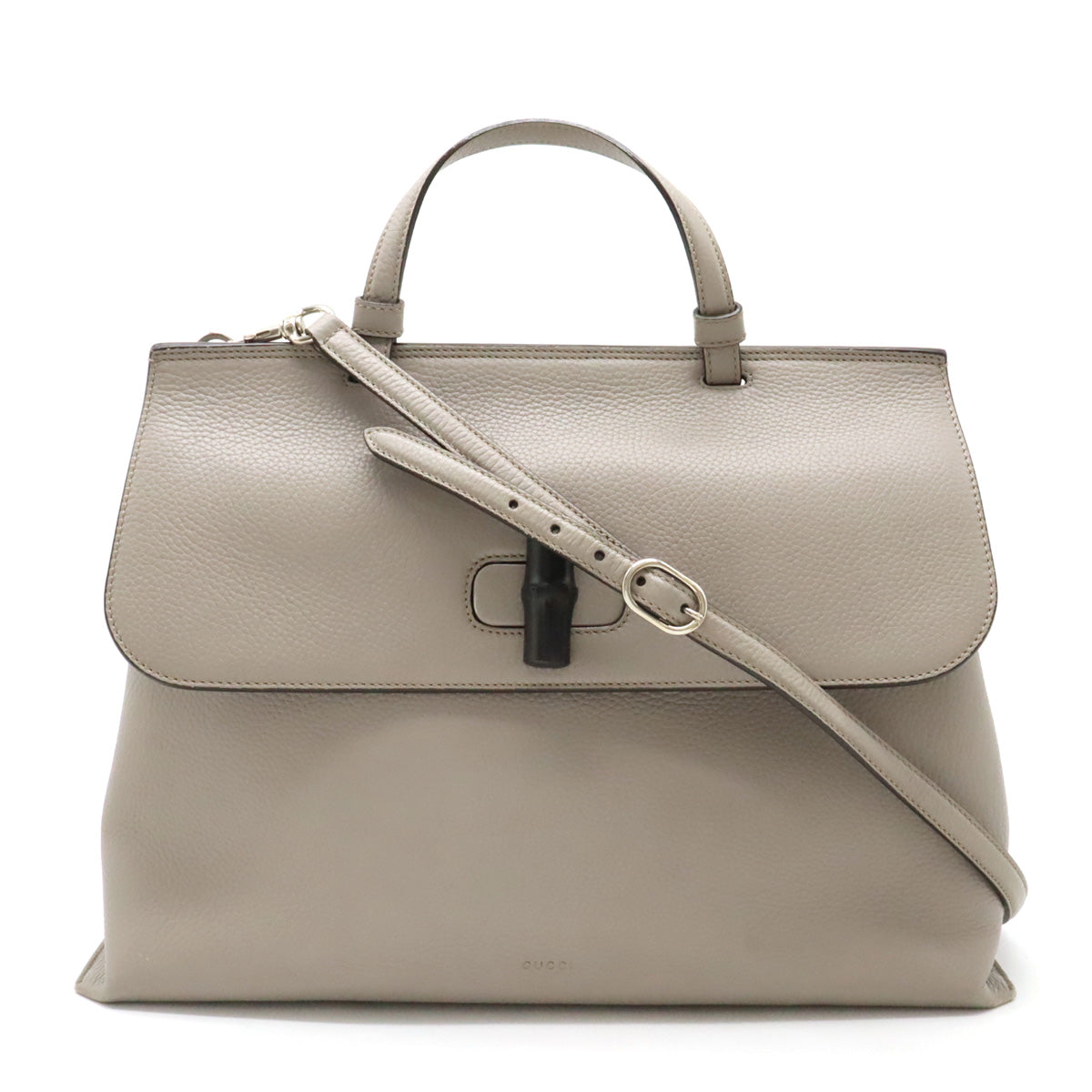 Gucci Bamboo Leather Top Handle Bag Gray