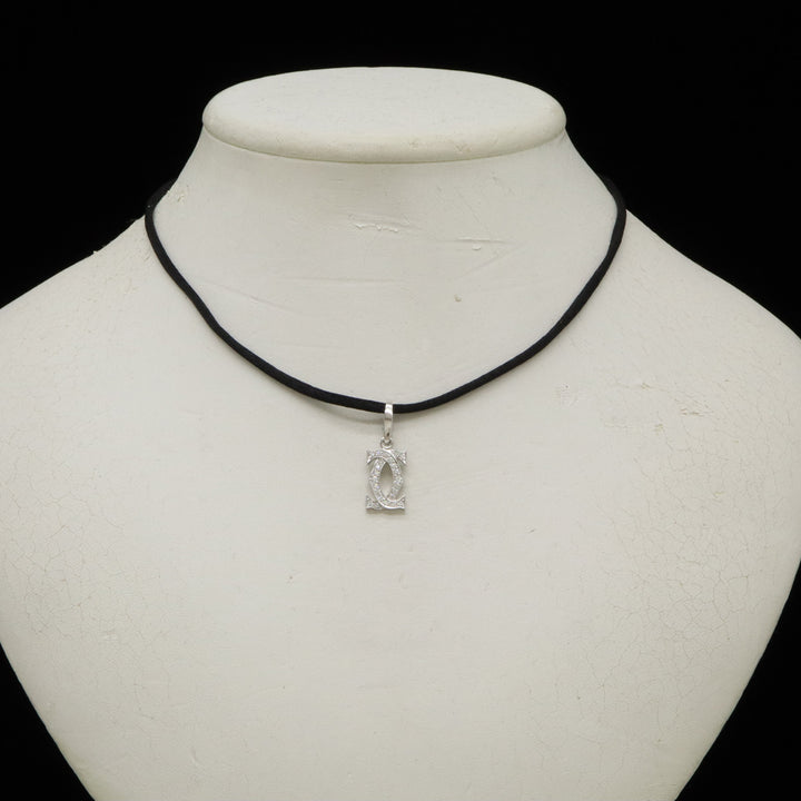 Cartier K18WG Diamond Silk Cord 2C Motif Necklace in Pristine Condition