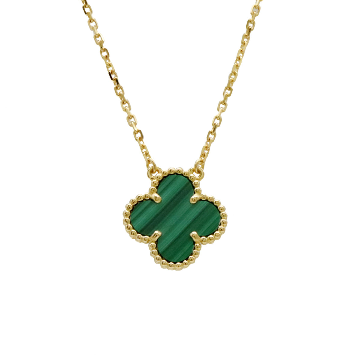 Van Cleef & Arpels Vintage Alhambra Necklace Pendant K18YG Malachite VCARO9VA00 in Pristine Condition