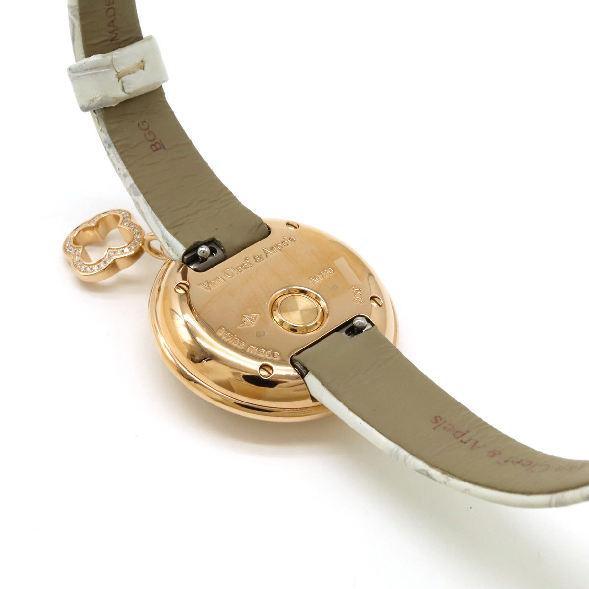 Van Cleef & Arpels Charm Watch Diamond Bezel K18 Rose Gold Leather Belt Quartz VCAR08ZR00