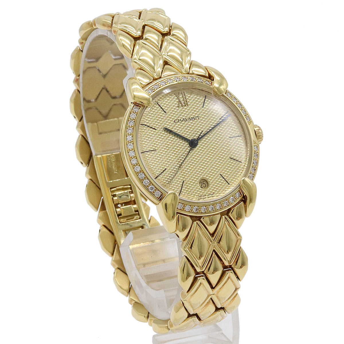 Chaumet Griffith Gold Dial Diamond Bezel K18YG Quartz Watch in Very Good Condition