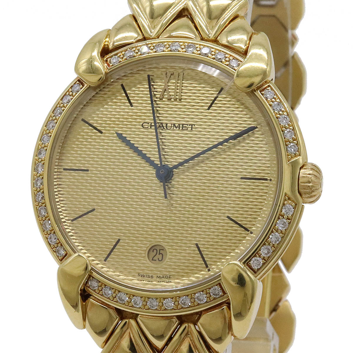 Chaumet Griffith Gold Dial Diamond Bezel K18YG Quartz Watch in Very Good Condition