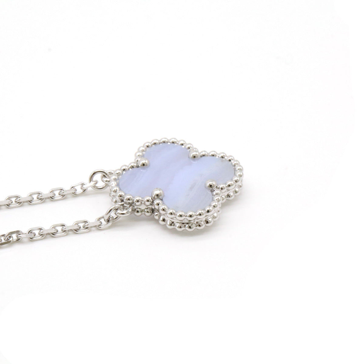 Van Cleef & Arpels Vintage Alhambra Chalcedony Necklace White Gold VCARD34900