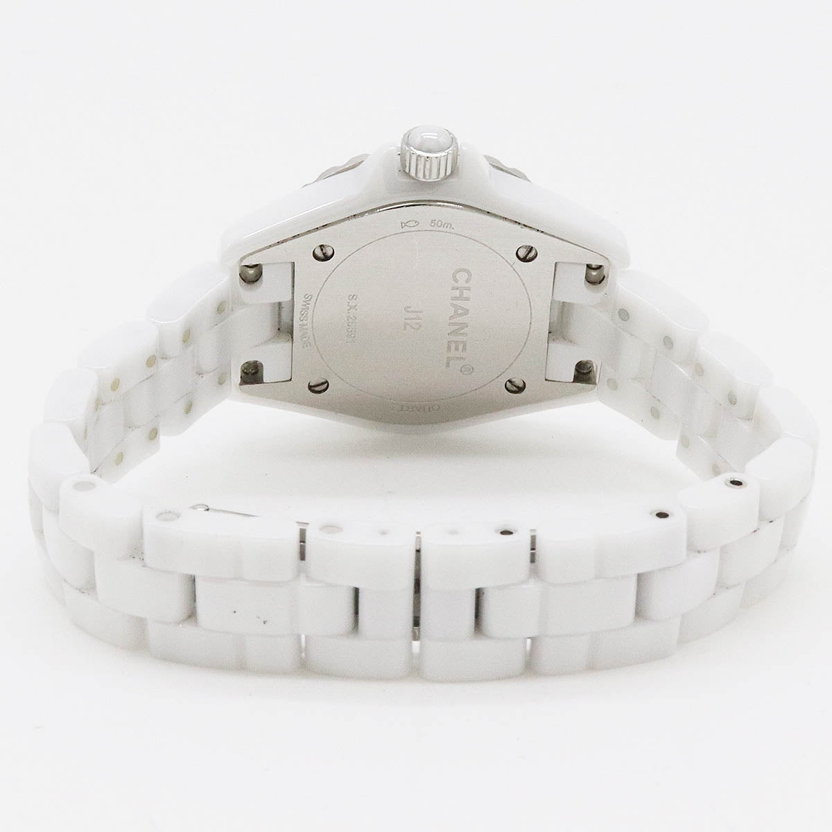 Chanel J12 White Ceramic Shell Dial 8P Diamond Ladies Quartz Watch H2570