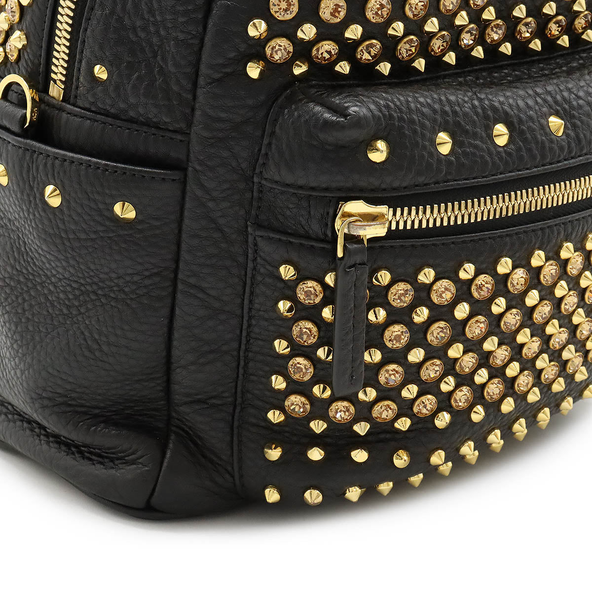 MCM Leather Studded Backpack Black