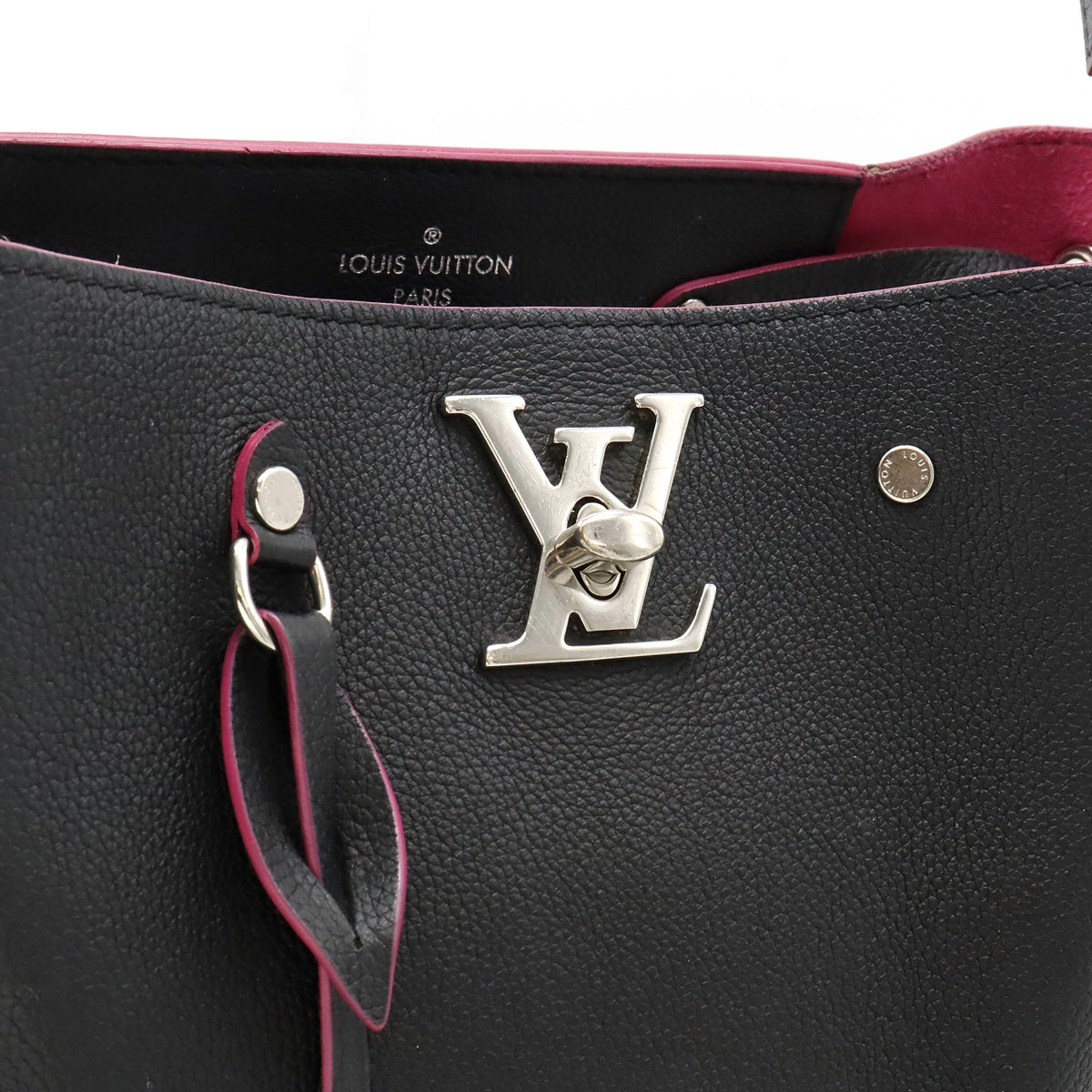 Louis Vuitton Lockme Bucket Shoulder Bag Black Pink