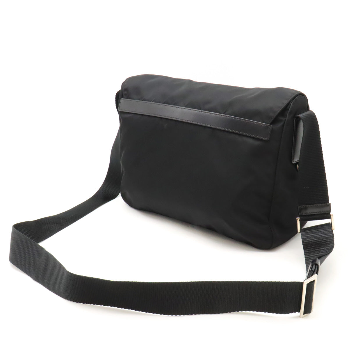 Prada Nylon Leather Shoulder Bag Black