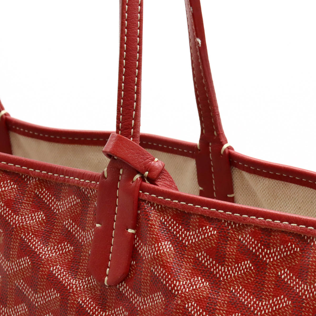 Goyard St. Louis PM Tote Bag Coated Canvas/Leather Red White