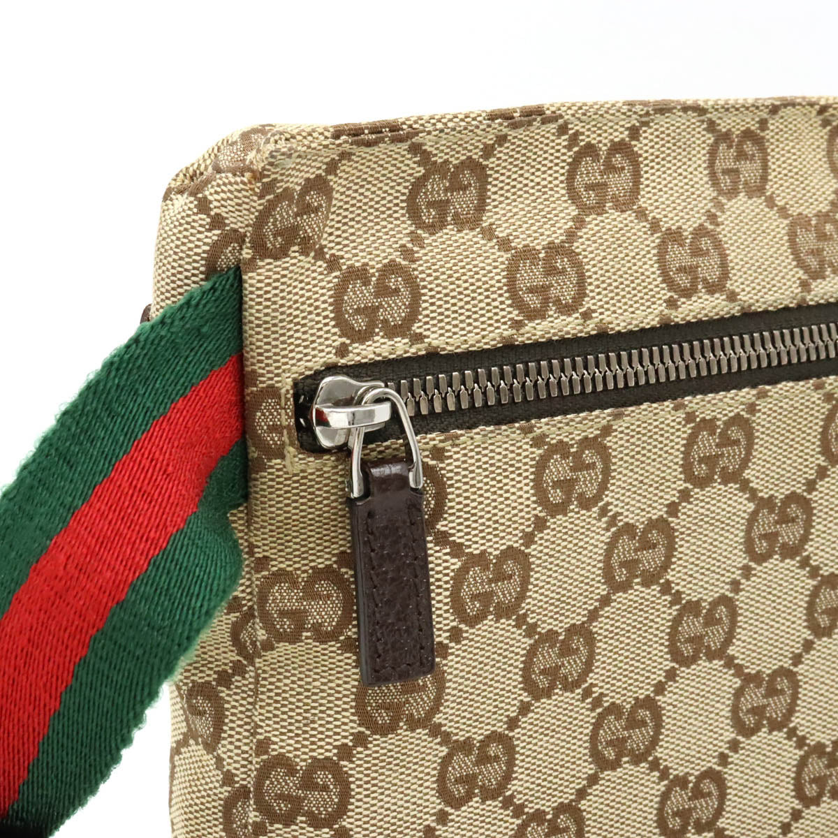 Gucci Canvas Leather Waist Bag 28566 in Great Condition