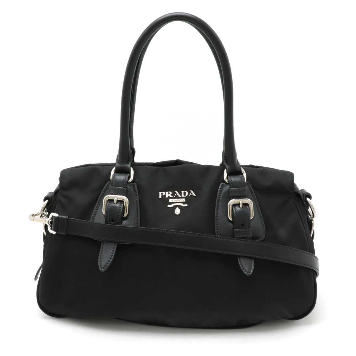 Prada Nylon Leather 2WAY Tote Handbag 1BA021