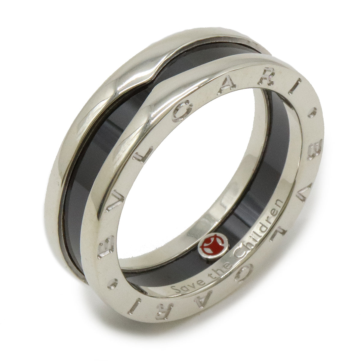 Bvlgari B-zero1 Save the Children Ring SV925 Silver Ceramic Black #60 in Pristine Condition