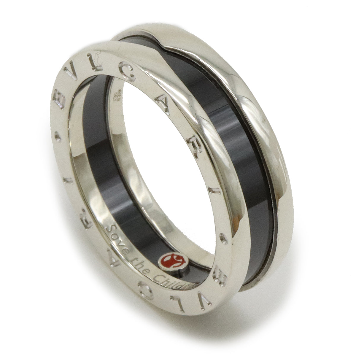 Bvlgari B-zero1 Save the Children Ring SV925 Silver Ceramic Black #60 in Pristine Condition